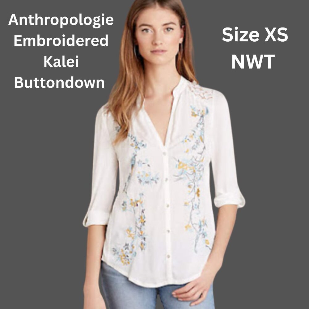 Anthropologie Embroidered Kalei Buttondown – Size XS, NWT
